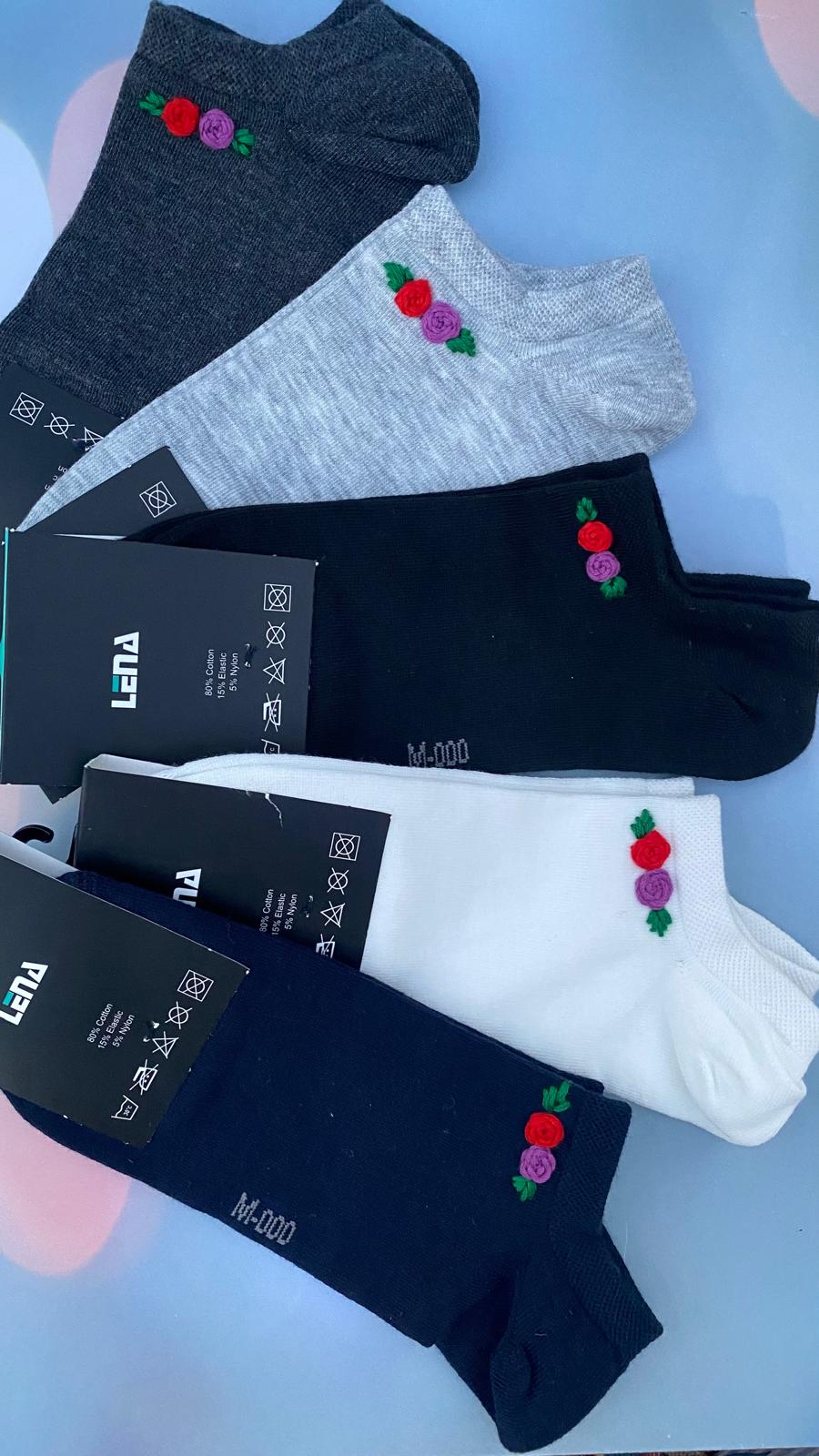 جوراب ساق کوتاه مدل گل ریز